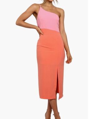 Petal and Pup Nordstrom One-Shoulder Pink and Coral Colorblock Midi dress size 6